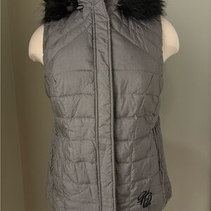 Harley-Davidson Women's Gray Vest with Black Fur Trim